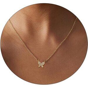 Dainty Gold Pendant Necklace  Plated Delicate Tiny Love Flower